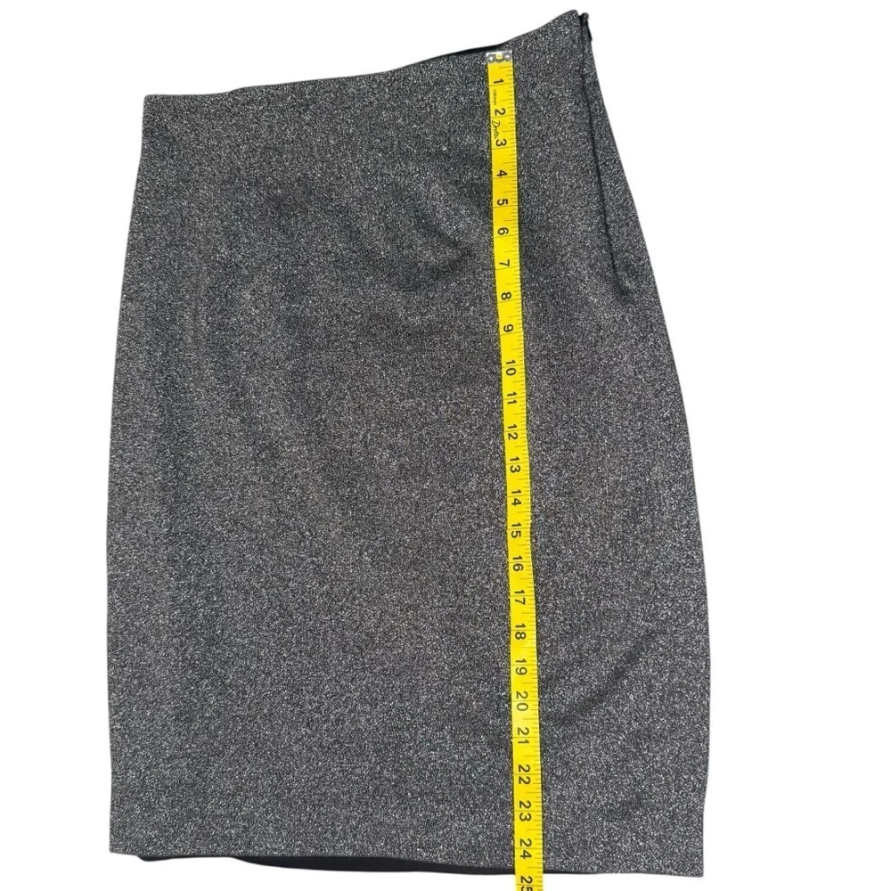 Size 12 Metallic Silver Pencil Glitter Skirt Lined Sparkle Work Party Holiday - Picture 10 of 10